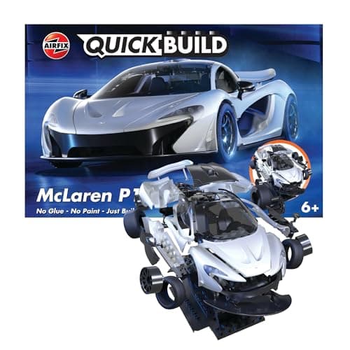 Image of Airfix QUICKBUILD Model Car Kit - McLaren P1 White Car Building Kit for Kids 6+, Construction Toys for Boys & Girls, No Glue Model Making - Classic Car Gifts Plastic Model Kits