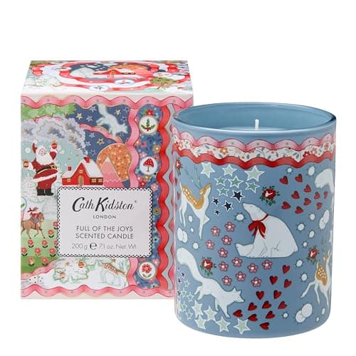 Image of Cath Kidston Scented Candle 220g, Home Fragrance, Mint, Eucalyptus and Amber Wood Scent, 40 Hours Burn Time, Reusable Glass Jar, Housewarming Gift, Vegan and Cruelty Free