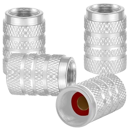 Image of 4 Pcs Tyre Valve Caps Aluminium for VW T4 Transporter, Knurled Grip Wheel Stem Covers Airtight Dust Protection Car Accessories,silver