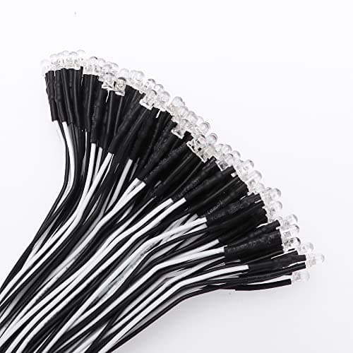 Image of YIXISI 100 PCS 3mm LED Diodes Light, Ultra Bright 12V 20cm Pre Wired, Cold White