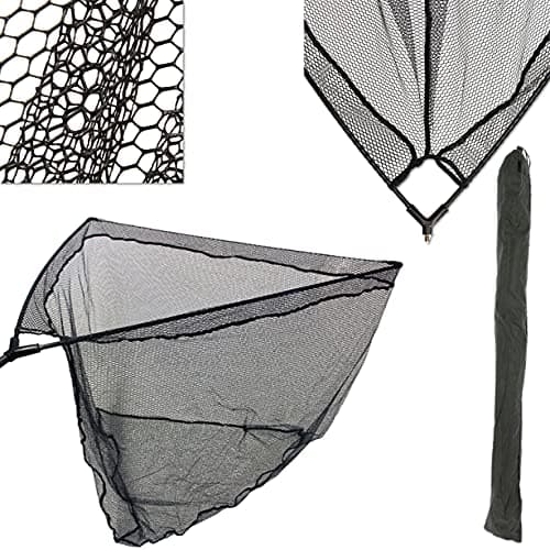 Image of 42" INCH LARGE RUBBER CARP FISHING LANDING NET BLACK RUBBERISED MESH NGT NEW