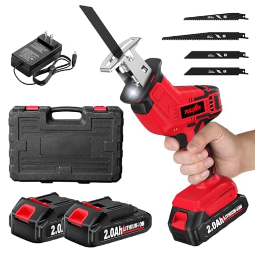 Image of FULLYEA Cordless Reciprocating Saw, 0-3500 RPM Electric Saws with 4 Blades & 2*2.0Ah Batteries, Tool‑Free Blade Change, Handheld Saw Lightweight, Battery Reciprocating Saws for Cutting Wood PVC Pipe