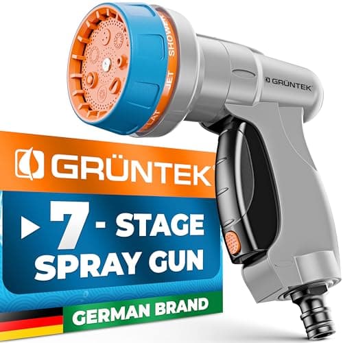Image of GRÜNTEK Garden Hose Spray Gun – 7 Spray Patterns for Car Washing, Cleaning & Garden Watering