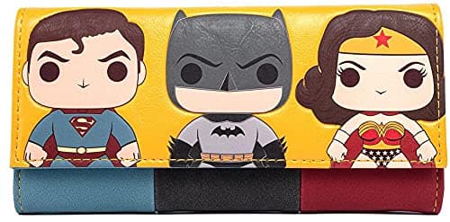 Image of Loungefly DC Comics POP Super Trio Superman Batman Wonder Woman Tri-Fold Wallet