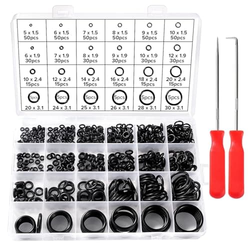 Image of Lyeteung 600 PCS 24 Sizes O-Ring Gasket Kit, Nitrile Rubber O Ring Assortment Kit with Pick and Hook, for Plumbing Washer Seal & Auto Quick Repai, Black
