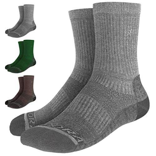 Image of Rymora Merino Wool Blend Walking Hiking Socks for Men & Women (Moisture Wicking, Breathable, Seamless) (One Pair - Grey) (Large: UK 10.5-13 / EU 45-47) [L]