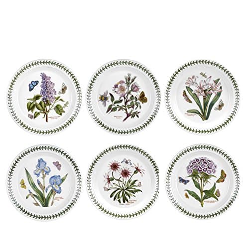 Image of Portmeirion Botanic Garden Plate, Set of 6 - various motifs, Dia.20cm , White