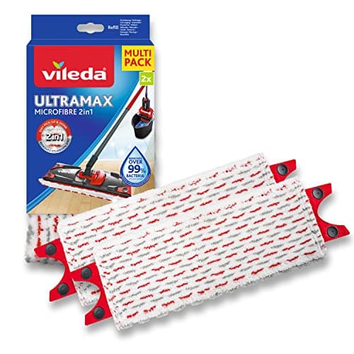 Image of Vileda UltraMax Refill, 2 Pack, Suitable for all Vileda Flat Mop Systems, for all floor types, removes over 99% of bacteria with just water