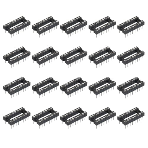 Image of sourcing map 30Pcs DIP IC Chip Socket Adapter 7.62mm Row Pitch Round 16 Pin IC Assortment Kit 2.54mm/0.1" Pitch for Breadboard Project, PCB Board Design