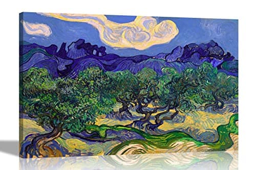 Image of Artley Prints The Olive Trees by Vincent Van Gogh Canvas Wall Art l Colourful Framed Pictures l Landscape Artwork for Living Room, Bedroom, OfficeLarge 86 x 61cm (34 x 24 inches) A1