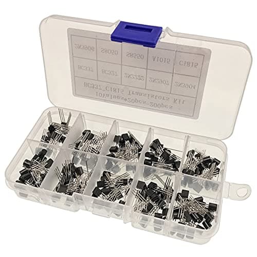 Image of JZK 200 PCS bipolar BJT transistors assortment kit,10 values PNP NPN power transistors set, BC337 BC327 2N2222 2N2907 2N3904 2N3906 S8050 S8550 A1015 C1815