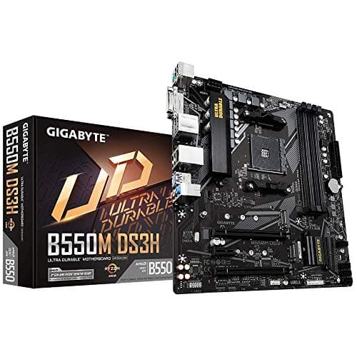 Image of Gigabyte B550M DS3H Motherboard - Supports AMD Ryzen 5000 Series AM4 CPUs, 5+3 Phases Pure Digital VRM, up to 4733MHz DDR4 (OC), 2xPCIe 3.0 M.2, GbE LAN, USB 3.2 Gen1