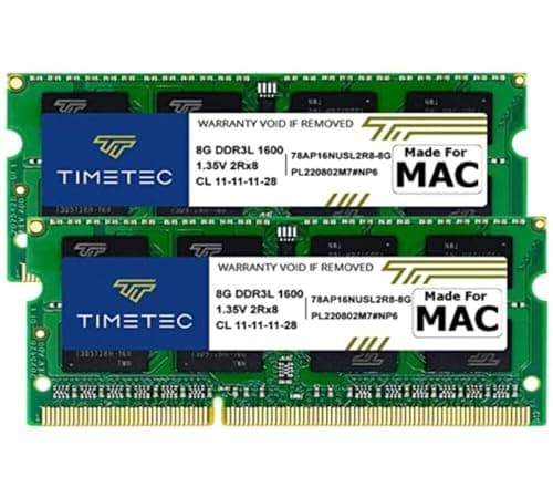Image of Timetec 16GB KIT(2x8GB) Compatible for Apple DDR3L 1600MHz for Early/Mid/Late Mac Book Pro(2011-2012), iMac(2011-2015), Mac Mini(2011-2012) MAC RAM
