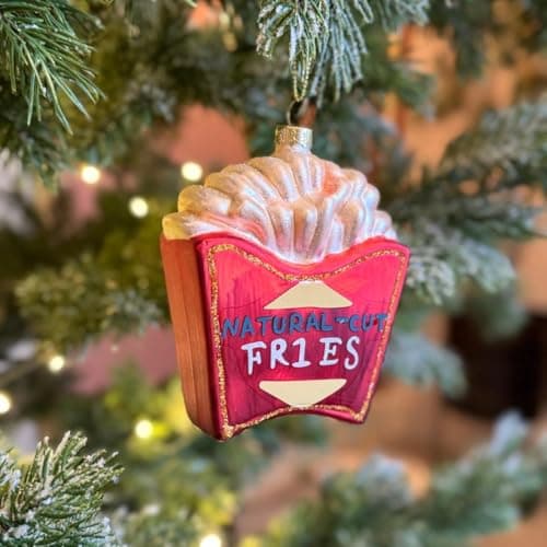 Image of Food or Drink Glass Christmas Bauble (Box of Fries 10x8.5x3.5cm)