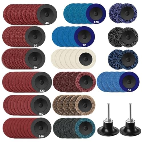 Image of 104 Pcs 50mm Sanding Discs Set, Quick Change Sanding Discs with 6mm Shank Holder for Die Grinder, Surface Conditioning & Polishing, Aluminium Oxide Grit for Rust & Paint Removal