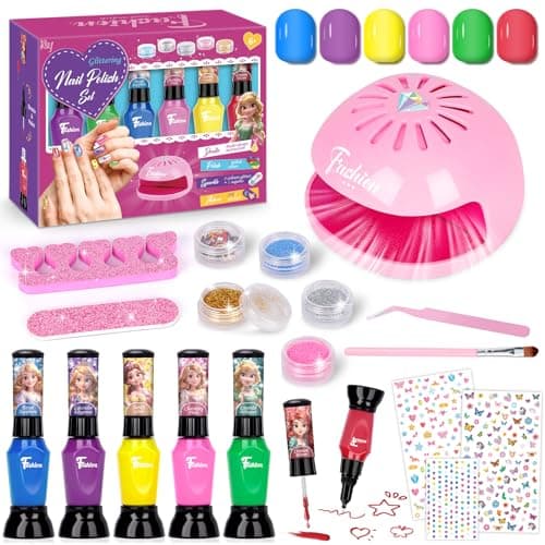 Image of Kids Nail Polish Sets, Gifts for 6 7 8 9 10 Year Old Girl, Birthday Presents Girls Toys Age 5-12, Peel Off Nails Varnish Set Kids With Nail Dryer