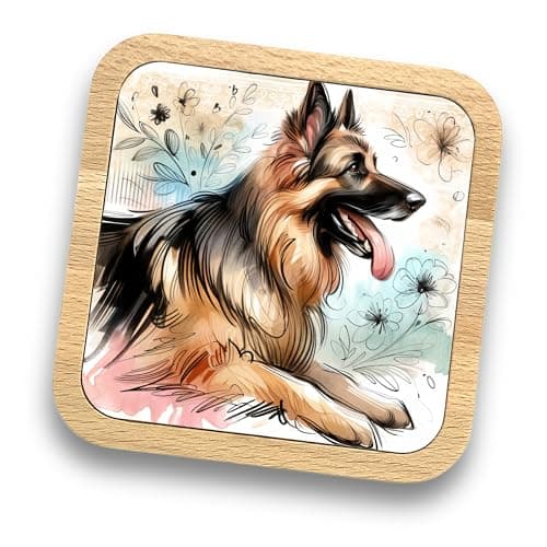 Image of German Shepherd Gift Idea Wooden Coaster - 20+ Breeds Available! – Gift for Dog Dad, Dog Mum, Lovers, Owners, Walkers, Groomers – Ideal Dog Themed Gift for Women, Men (German Shepherd)