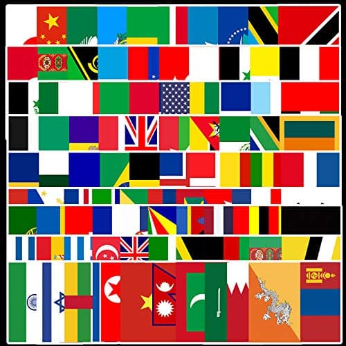 Image of National Flag Stickers for Laptop (100 PCS),Gift for Children Teens Adults Girl Boys,Waterproof World Flags Country Map Stickers for Water Bottle, Vinyl Stickers for Journal,Dairy,Scrapbook,Skateboard