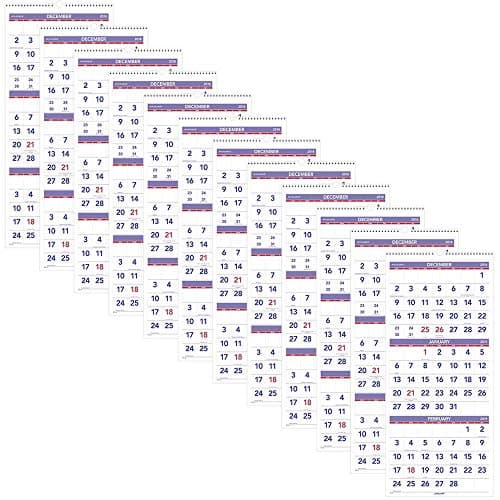 Image of AT-A-GLANCE 2019 Wall Calendars, 3-Month Display, 12" x 27", Wire bound, Vertical, 12 Pack (PM11Z28)
