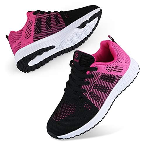 Image of Youecci Womens Sneakers Lightweight Ladies Indoor Outdoor Cross Trainers Casual Lace Up Shoes Fitness Sport Walking Running Shoes Rose Red 3, Manufacturer Size 36
