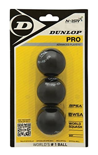 Image of Dunlop Squash Balls Pro Double Yellow, 3 Ball Blister Pack, Official Tournament Squash Ball