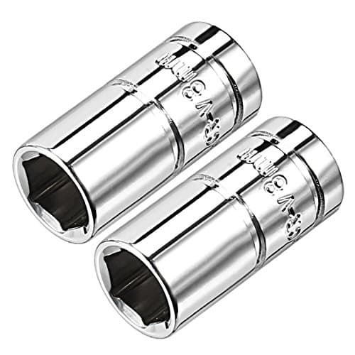 Image of Sourcingmap 2 Pcs 1/4-Inch Drive 8mm 6-Point Shallow Socket, Metric, Cr-V
