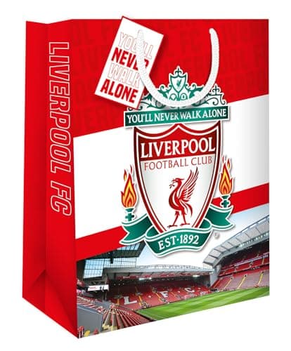 Image of Danilo Promotions Ltd LIVERPOOL FC GIFT BAG FOOTBALL THEME MEDIUM SIZE BIRTHDAY GIFT BAG