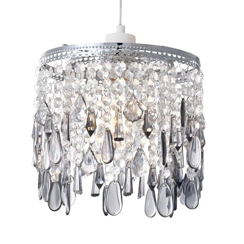 Image of SHINY STAR Crystal Pendant Light Shade, Modern Chandelier Design Ceiling Pendant Light Shade with Clear/Smoke Grey Acrylic Crystal-903G