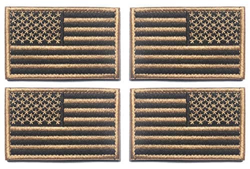 Image of Antrix 4 Pcs Coyote Brown Regular and Reversed American US USA Flag Embroidered Patch Tactical Military United States of America Uniform Applique Hook & Loop Badge Emblem Patch for Backpacks Cap Vest