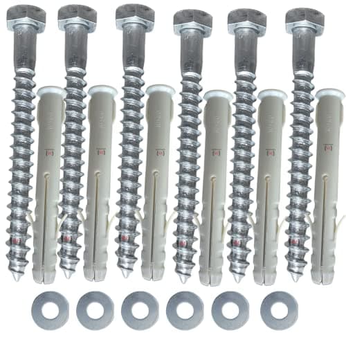 Image of Inbrackets Value M8 x 80mm Masonry Brick Wall Fixing Screw Bolts with Plugs & Washers HEAVY DUTY ANCHORS for Aerial Satellite Sky Dish Fence shelves decking Mounting (6)