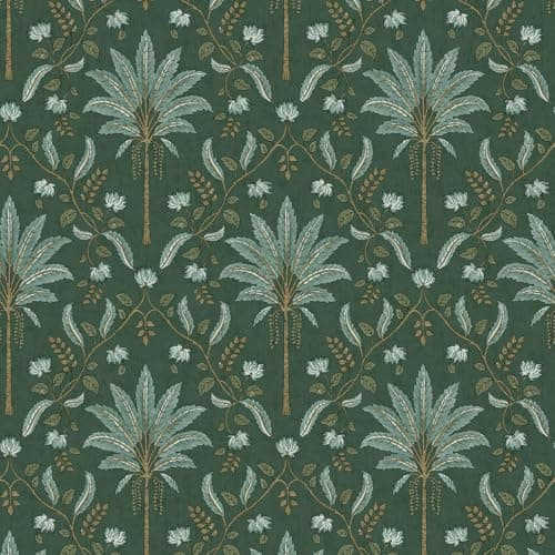Image of Palm Trellis Green Wallpaper - Tropical Leaves Trees Botanical Naturistic - Holden Decor 13750