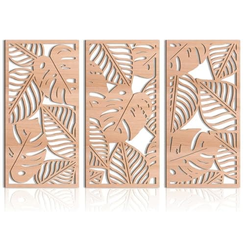 Image of Yixuan 3-Piece Boho Wall Art Set, Lightweight Hollow Monstera Leaf Sculpture for Living Room, Bedroom, Hallway, Tropical Laser-Cut Wooden Wall Decor, Nature Inspired Home Decor, Wall Hanging Ornaments