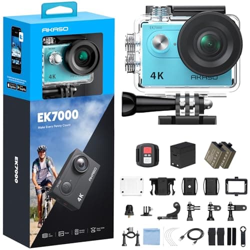 Image of AKASO EK7000 4K30FPS Action Camera - 20MP Ultra HD Underwater Camera 170 Degree Wide Angle Waterproof Camera with Accessory Kit - Blue