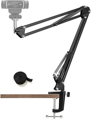 Image of Tencro Webcam Stand Desktop Scissor Arm Holder Camera Desk Clamp Mount for Logitech Webcam C922 C930e C930 C920 C615, Other Devices with 1/4" Thread
