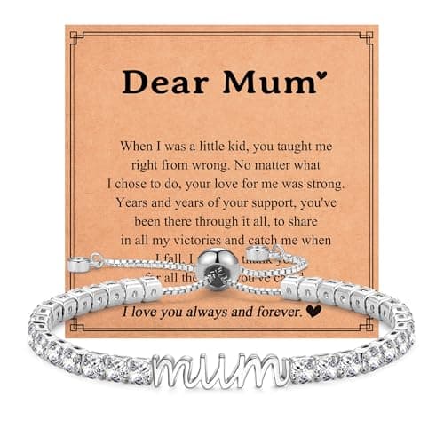 Image of Shuxin Mum Birthday Gifts, Mothers Day Gifts for Mum from Daughter Son, Cubic Zirconia Tennis Bracelet, Valentines Christmas Jewellery Present for Women