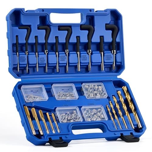 Image of Orion Motor Tech Thread Repair Kit 172pc, Metric Thread Restorer Tool Set with HSS Drill Bits, Taps & Wire Thread Inserts (M5 M6 M8 M10 M12), Professional Rethreading Kit for Stripped Threads