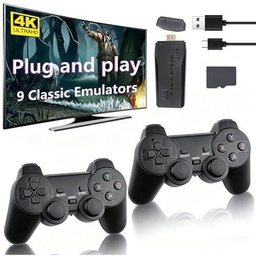 Image of Whatsko Retro Games Console, Retro Game Stick, Plug and Play Video Gaming Console 4K HD Output, 2.4G Wireless Controllers Gamepad, Gifts for Kids Adults