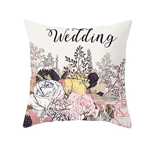 Image of Linen Pillow Cover Cooling Cushion Cover For Outdoor Furniture Multi-Color Pillow Cover Cases Outdoor Couch Cushion Covers Waterproof Rose Flower Grass "Wedding" 50x50 cm