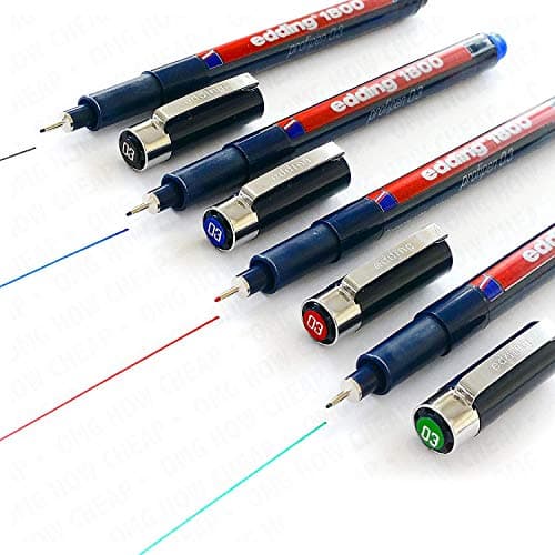 Image of edding 1800 Profipen Pigment Liner Drawing Pen - 0.3mm - [Set of 4 - Black, Blue, Red, and Green]