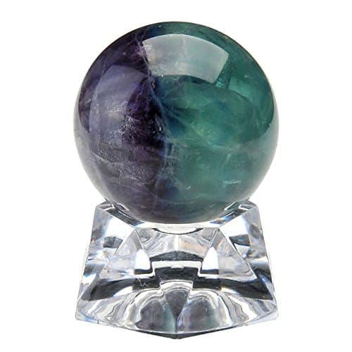 Image of Jovivi 1.2"(30mm) Natural Dragon Blood Jasper/Fluorite Healing Crystal Gemstone Ball Divination Sphere Sculpture Figurine With Acrylic Stand