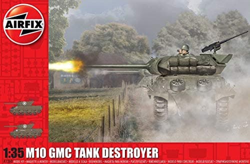 Image of Airfix Model Set - A1360 M10 GMC Tank Destroyer Model Building Kit - Plastic Model Tank Kits for Adults & Children 8+, Set Includes Sprues & Decals- 1:35 Scale Model