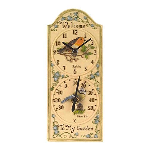 Image of Outside In Design Birdberry Wall Clock & Thermometer