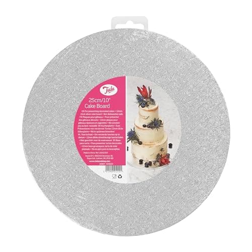 Image of Tala 10 Inch / 25cm Diameter Cake Drum, Extra Strong with 12mm Thickness, with Silver Foil base, Perfect cake board for heavy Cakes