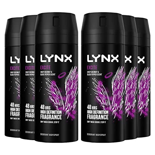 Image of 6 Pack Lynx Body Spray Deodorant, Excite,150ml