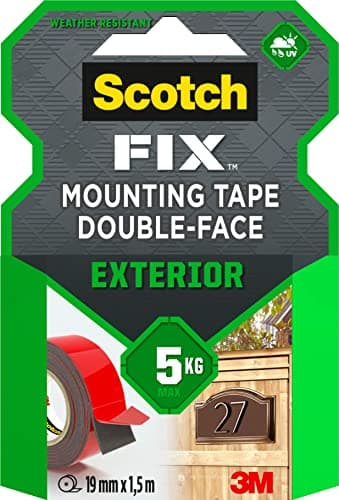 Image of Scotch-Fix Exterior Mounting Tape 411-1915-P, 19mm x 1,5m, 1 roll/pack (Packaging May Vary)