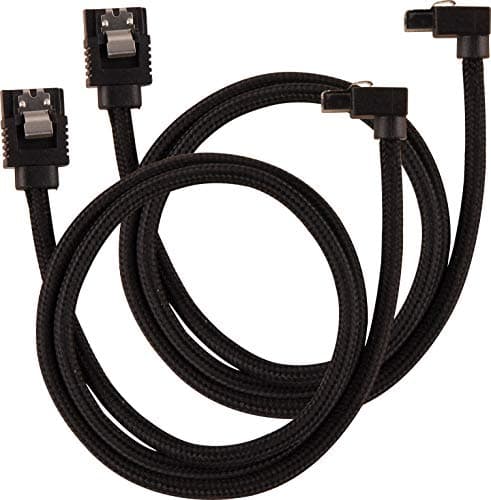 Image of Corsair Premium Sleeved SATA Cable - SATA 6Gbps 60cm, 90° Connector, Black