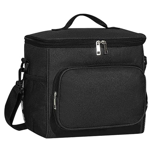 Image of TIECHI 10L Insulated Lunch Bag, Large Leakproof Thermal Lunch Box Bag for Men/Women/Adults Cool Bag with Adjustable Shoulder for Work Beach Picnic Camping (Black)