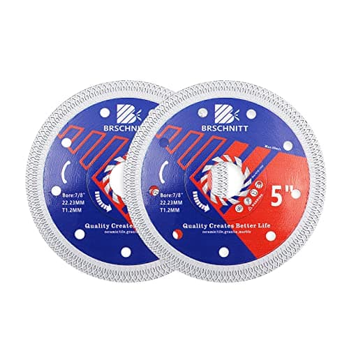 Image of Super Thin Diamond Porcelain Saw Blade with X Teeth,BRSCHNITT 2pcs 5 Inch (125mm) Diamond Cutting Disc with Reinforced Core Center for Dry/Wet Cutting Porcelain Tile Ceramic Marble Granite
