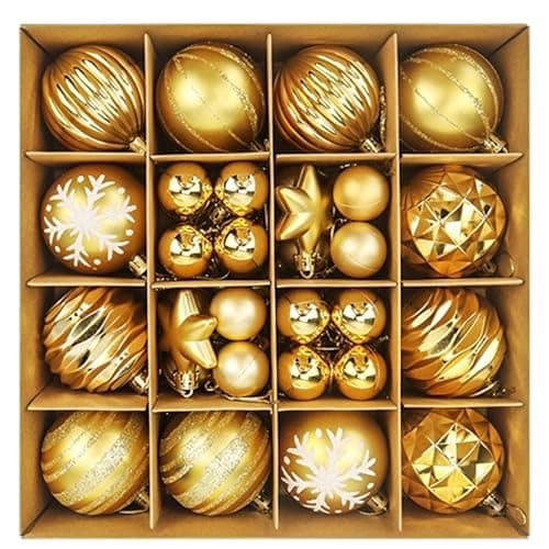 Image of Jasmeko Christmas Tree Baubles Sets, 44pcs Colorful Shatterproof Tree Balls Ornaments for Xmas Decoration (Q)
