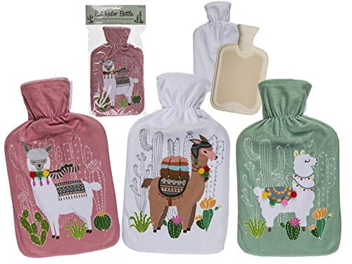 Image of Llama 18x34cm Hot Water Bottle and Cover Holds 1.7l - 3 Assorted Colours